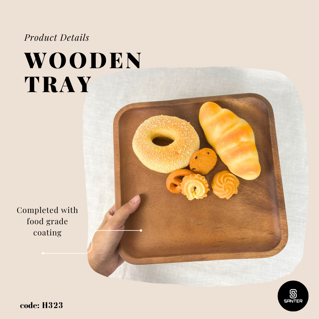H323. Acacia Wood Square Wooden Plate