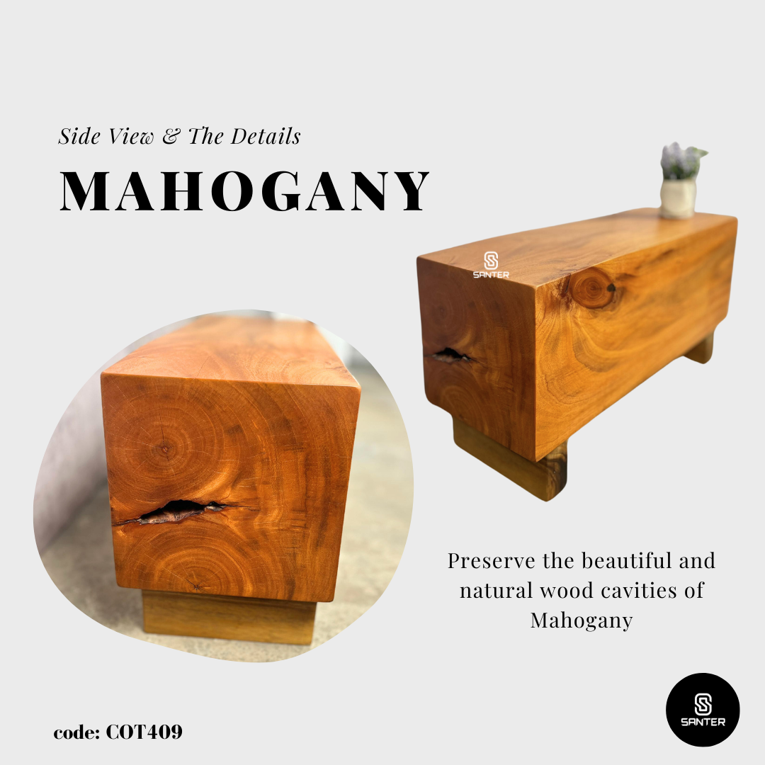 COT409. Mahogany Solid Wood Beam Bench / Artistic Stump / Rustic Bench / Wooden Block Bench