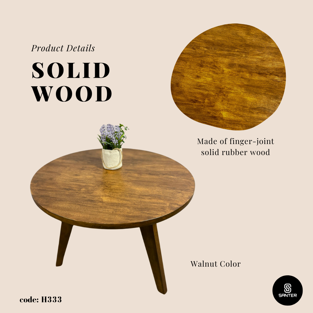 H333. Solid Rubber Wood Coffee Table