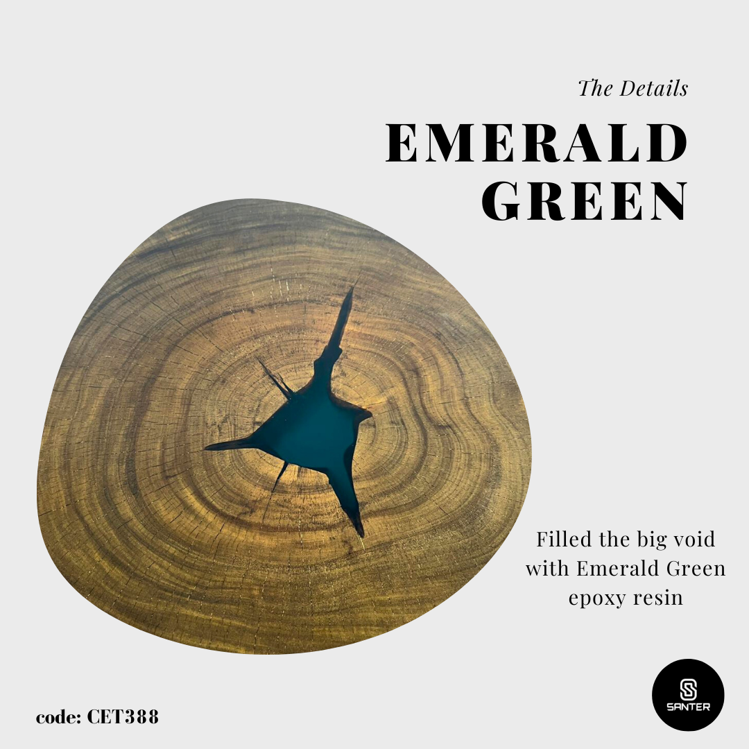 CET388. Acacia Solid Wood Coffee Table (Emerald Green)