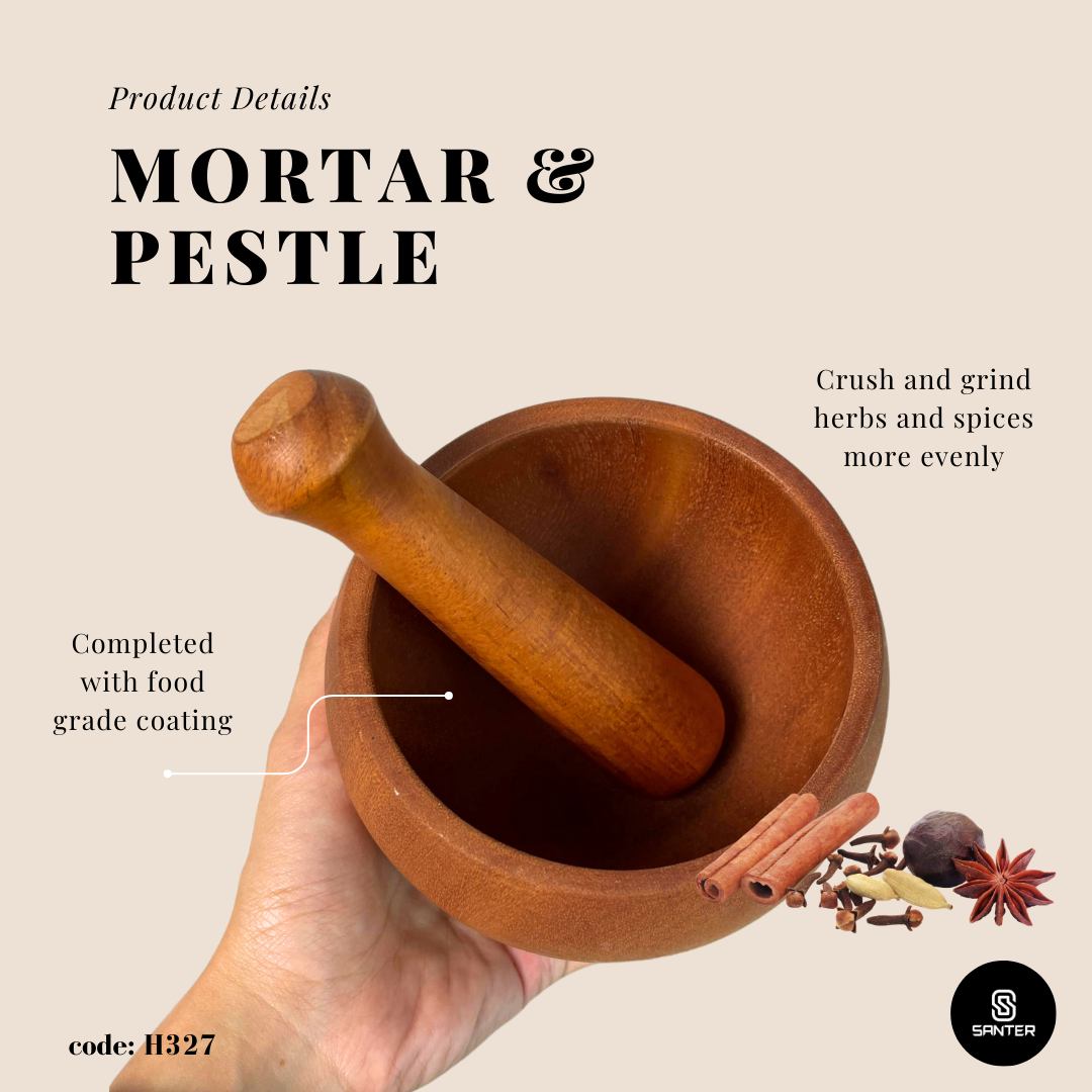 H327. Ebony Wood Mortar and Pestle / Wooden Mortar Pestle Set / Lesung Kayu