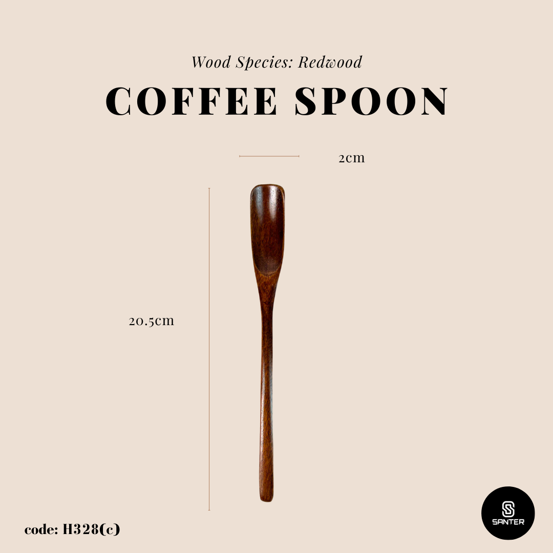 H328. Redwood Wooden Mixing Spoon / Honey Spoon / Coffee Spoon / Stirring Spoon / Cocktail Stirrer Spoon