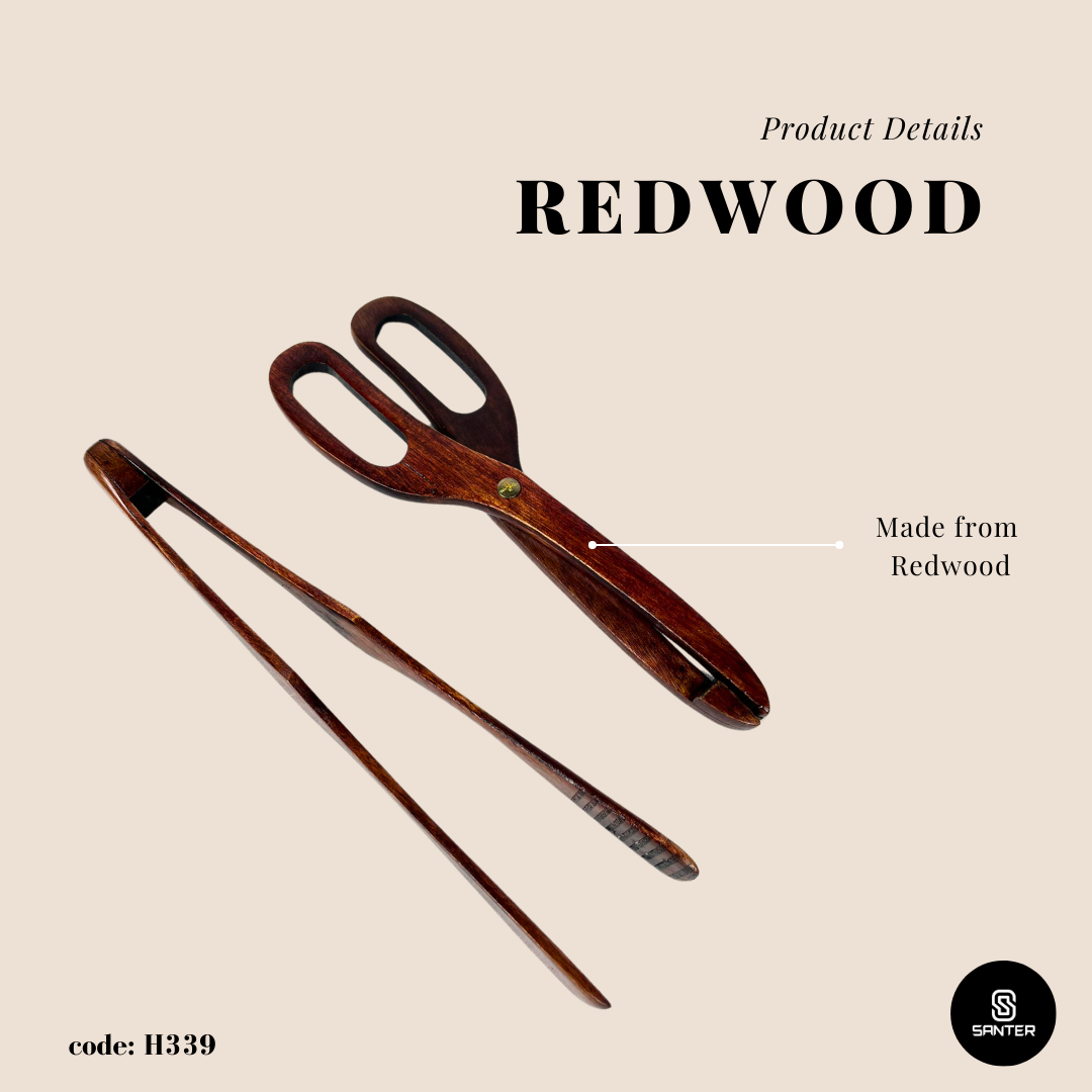 H339. Redwood Wooden Food Tongs / Kitchen Cooking Tool / Wooden Clip Tongs