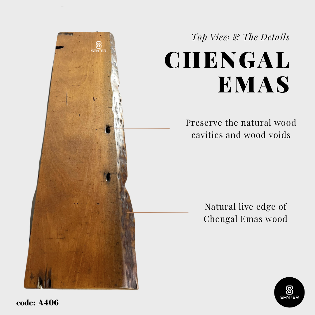 A406. Chengal Emas Solid Wood Rustic Bar Table / Console Table