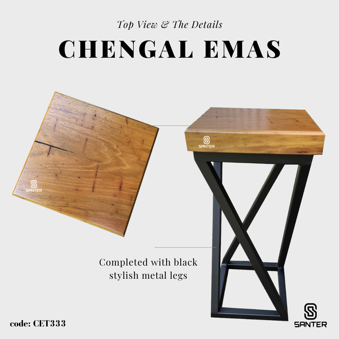 CET333. Chengal Emas Solid Wood Sofa Side Table