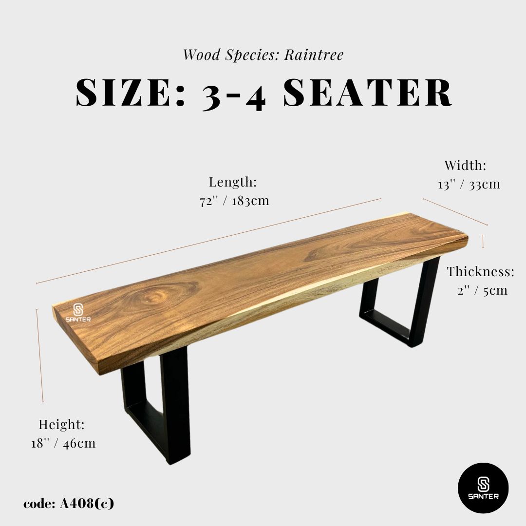 A408. Raintree Solid Wood Bench / Dining Bench / Wooden Bench / TV Console / Shoe Bench