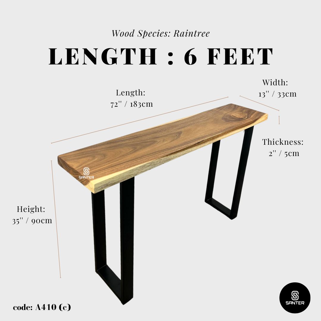 A410. Raintree Solid Wood Console Table / Counter Table / Entryway Table / Kitchen Island - 4ft/ 5ft/ 6ft length