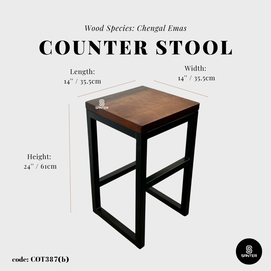 COT387. Chengal Emas Solid Wood Stool/ Chair/ Coffee Table/ Side Table/ Wooden Pedestal/ Bar Stool/ Counter Stool/ Dining Stool