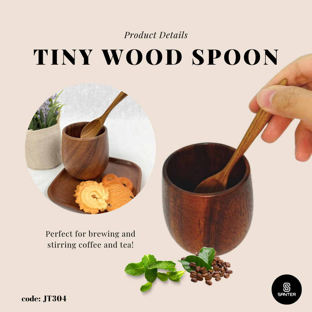 JT304. Teak Wood Teaspoon / Tiny Wooden Spoon / Coffee Spoon / Seasoning Spoon