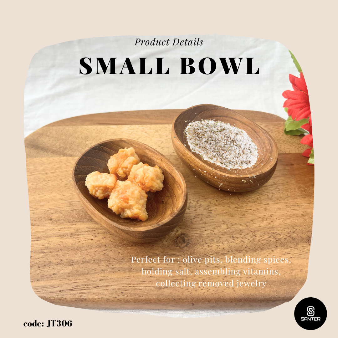 JT306. Teak Wood Wooden Sauce Bowl/ Dipping Bowl/ Pinch Bowl/ Wooden Small Bowl