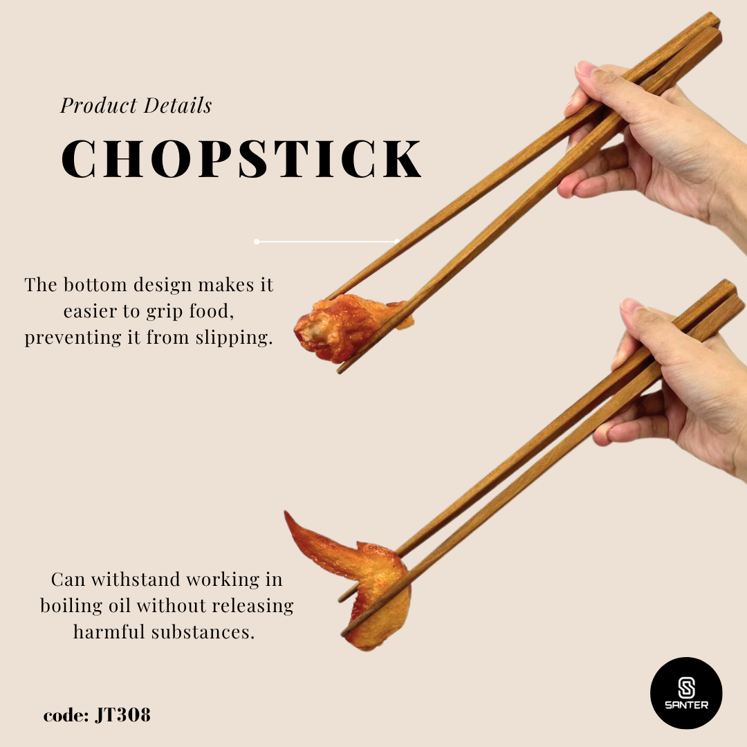 JT308. Teak Wood Chopstick / Wooden Chopstick / Noodle Chopstick