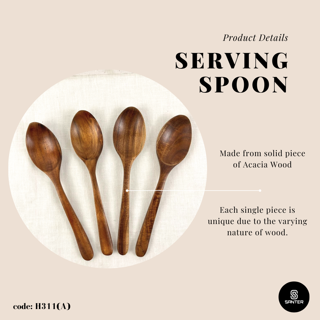 H311. Acacia Wood Serving Spoon / Wooden Spoon / Salad Spoon / Teaspoon / Mini Wooden Spoon