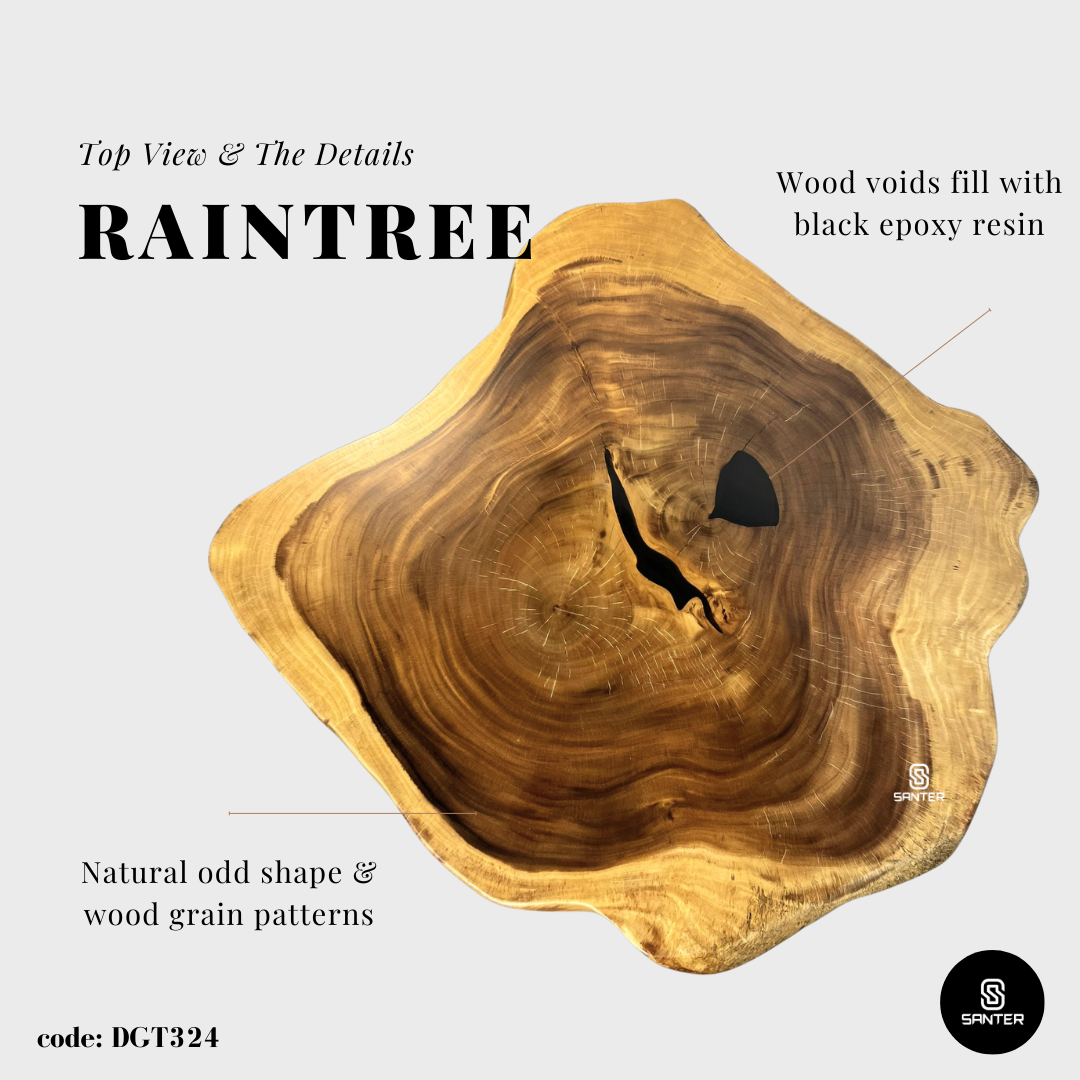 DGT324. Raintree Solid Wood Dining Table / Tea Table / 6 Seater Wooden Table