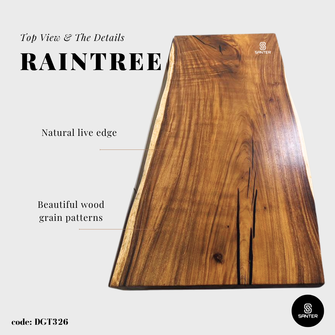 DGT326. Raintree Solid Wood Dining Table/ Meeting Table/ Working Desk/ Tea Table/ 6-8 Seater Wooden Table