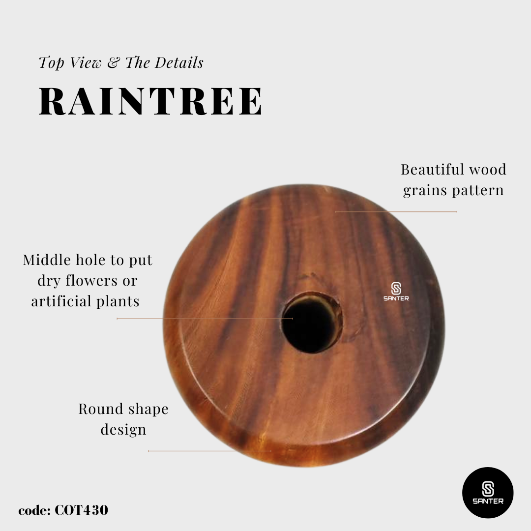 COT430. Raintree Wood Artistic Pedestal/ Wooden Vase/ Wooden Decor/ Plant Stool/ Wooden Pedestal