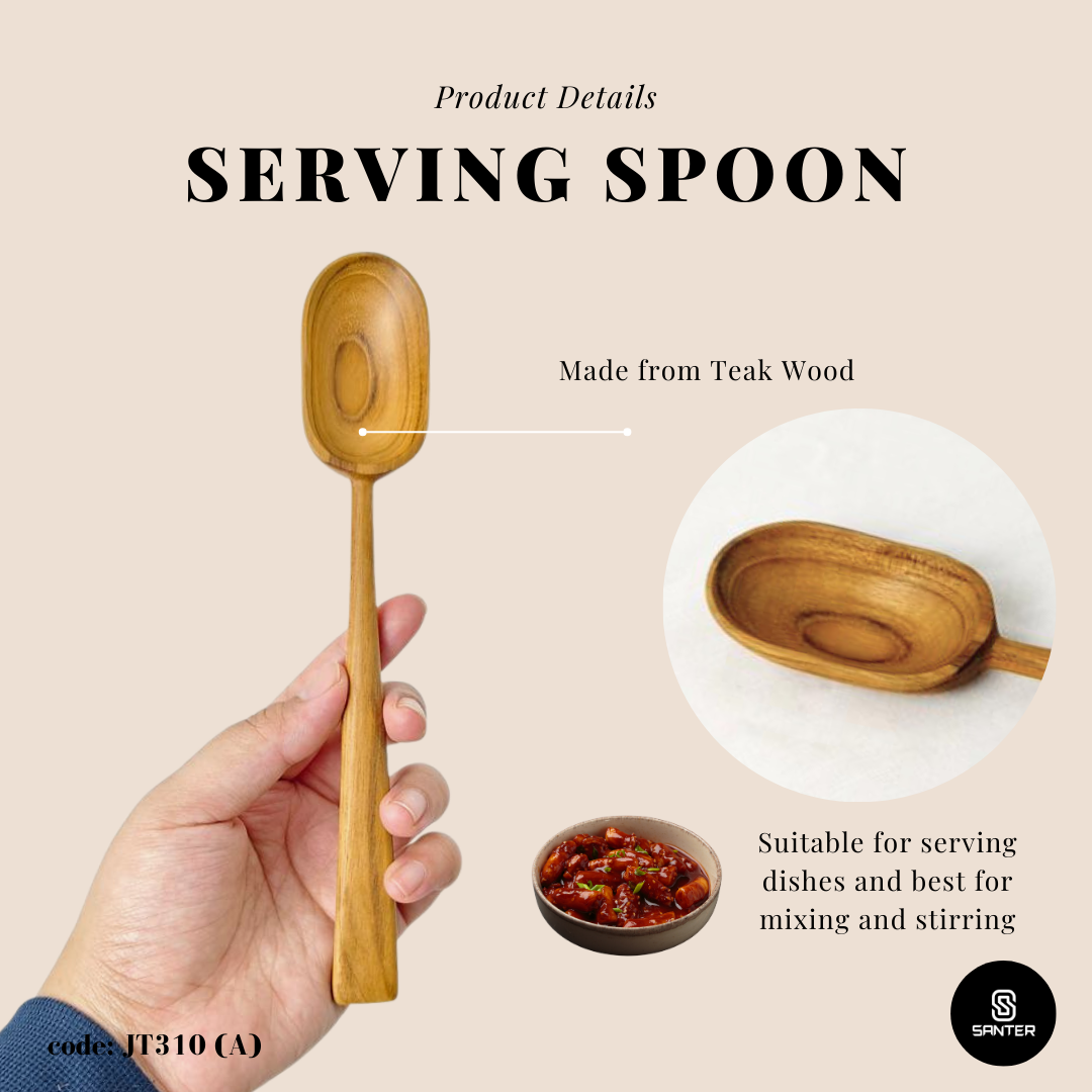 JT310. Teak Wood Serving Spoon/ Scoop Spoon/ Wooden Spoon/ Coffee Scoop