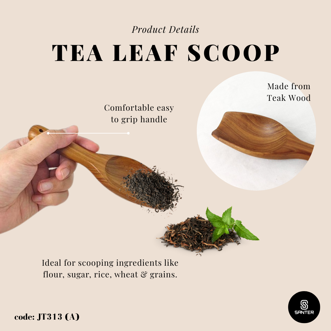 JT313. Teak Wood Wooden Scoop Spoon/ Tea Leaf Scoop/ Condiment Scoop/ Seasoning Spoon/ Spice Spoon