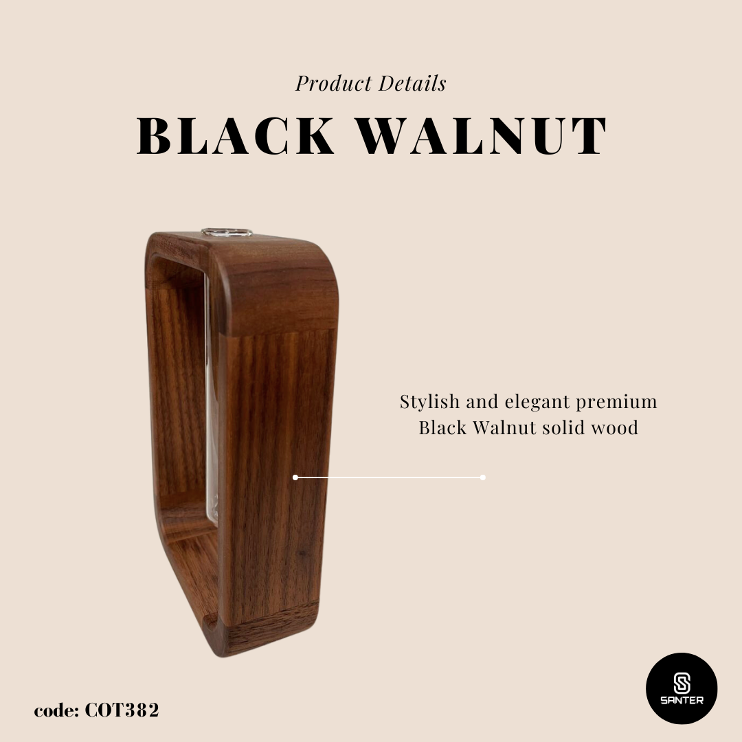 COT382. Black Walnut Solid Wood with Glass Test Tube Vase