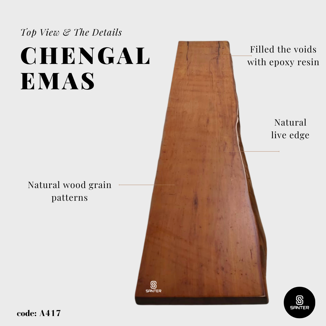 A417. Chengal Emas Solid Wood Rustic Bench / Dining Bench / TV Console / Wooden Bench / Shoe Bench