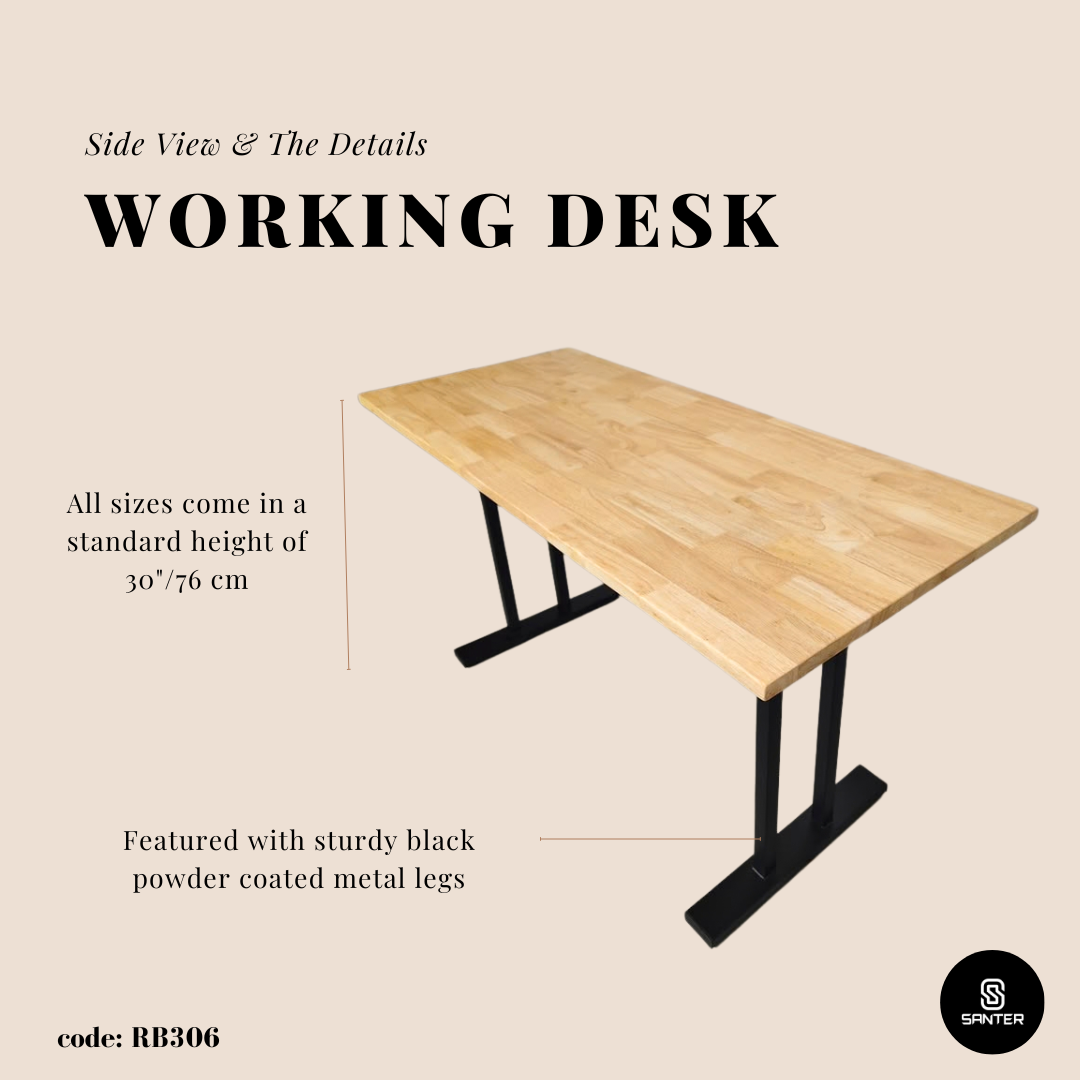 RB306. Solid Rubber Wood Office Table/ Study Table/ Working Desk/ Writing Table/ Computer Desk