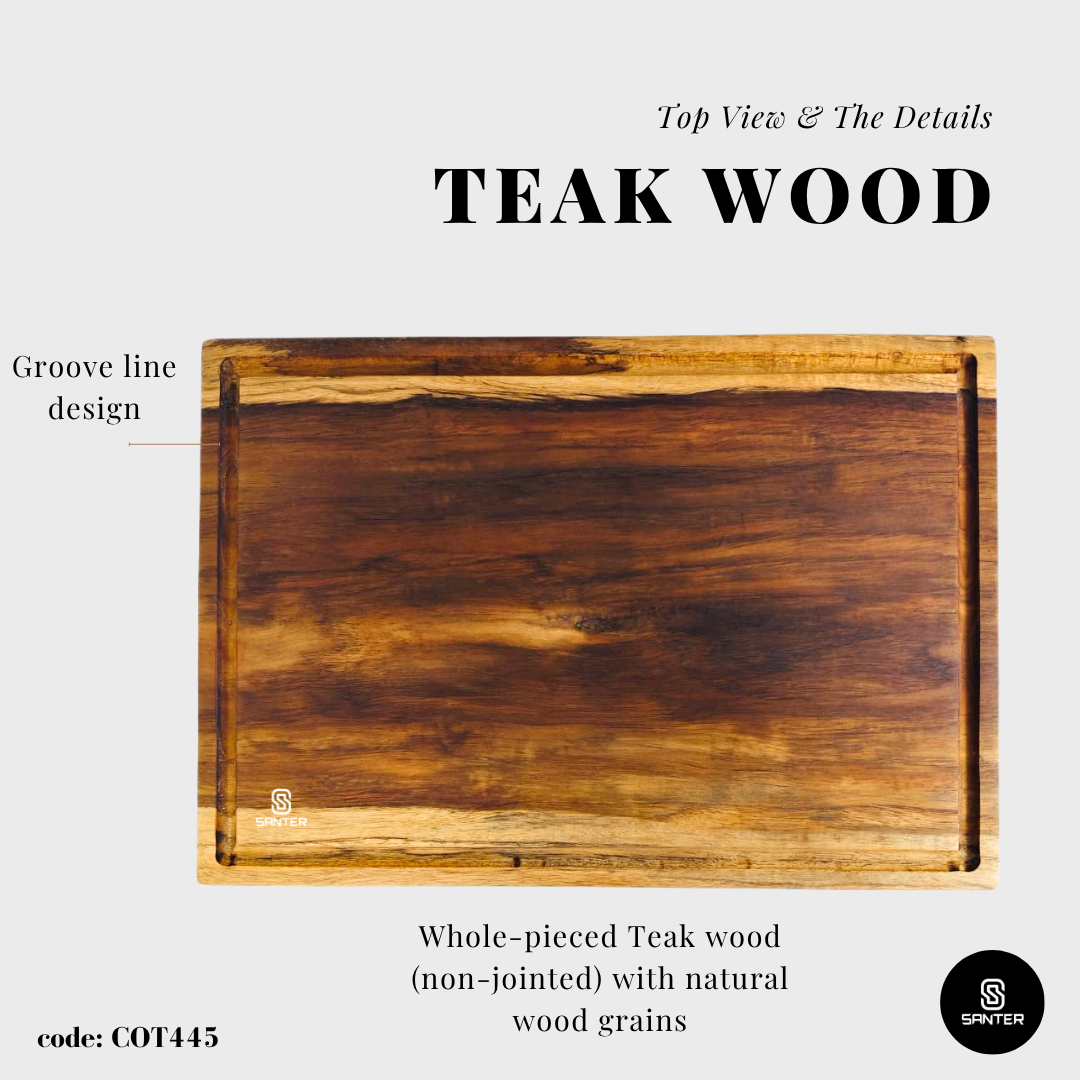COT445. Teak Wood Butcher Block/ Large Chopping Board/ Serving Tray/ Cutting Board/ Hardwood Chopping Board