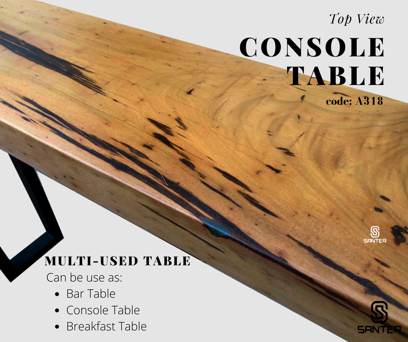 A318. Chengal Emas Solid Wood Bar Table / Console Table