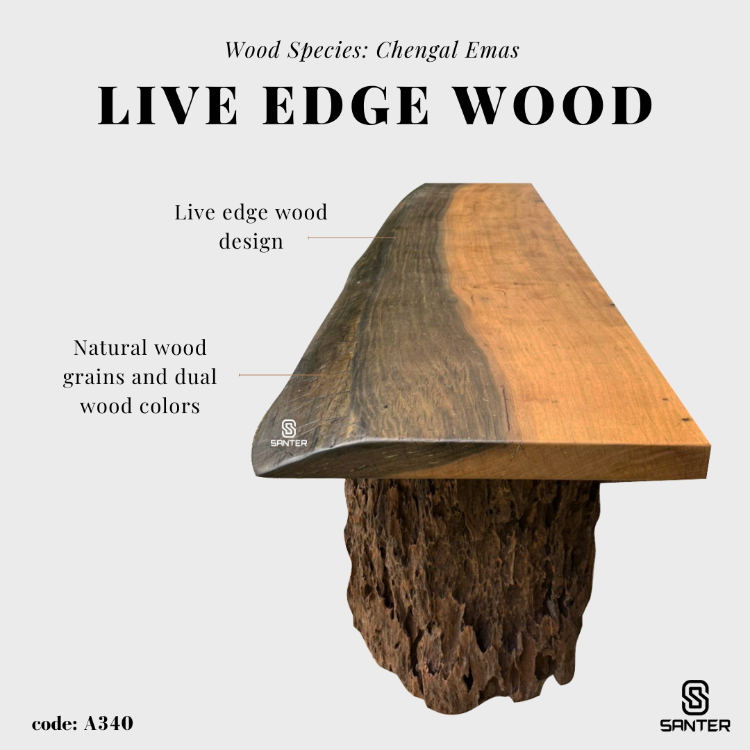 A340. Chengal Emas Solid Wood TV Console Table / Bench