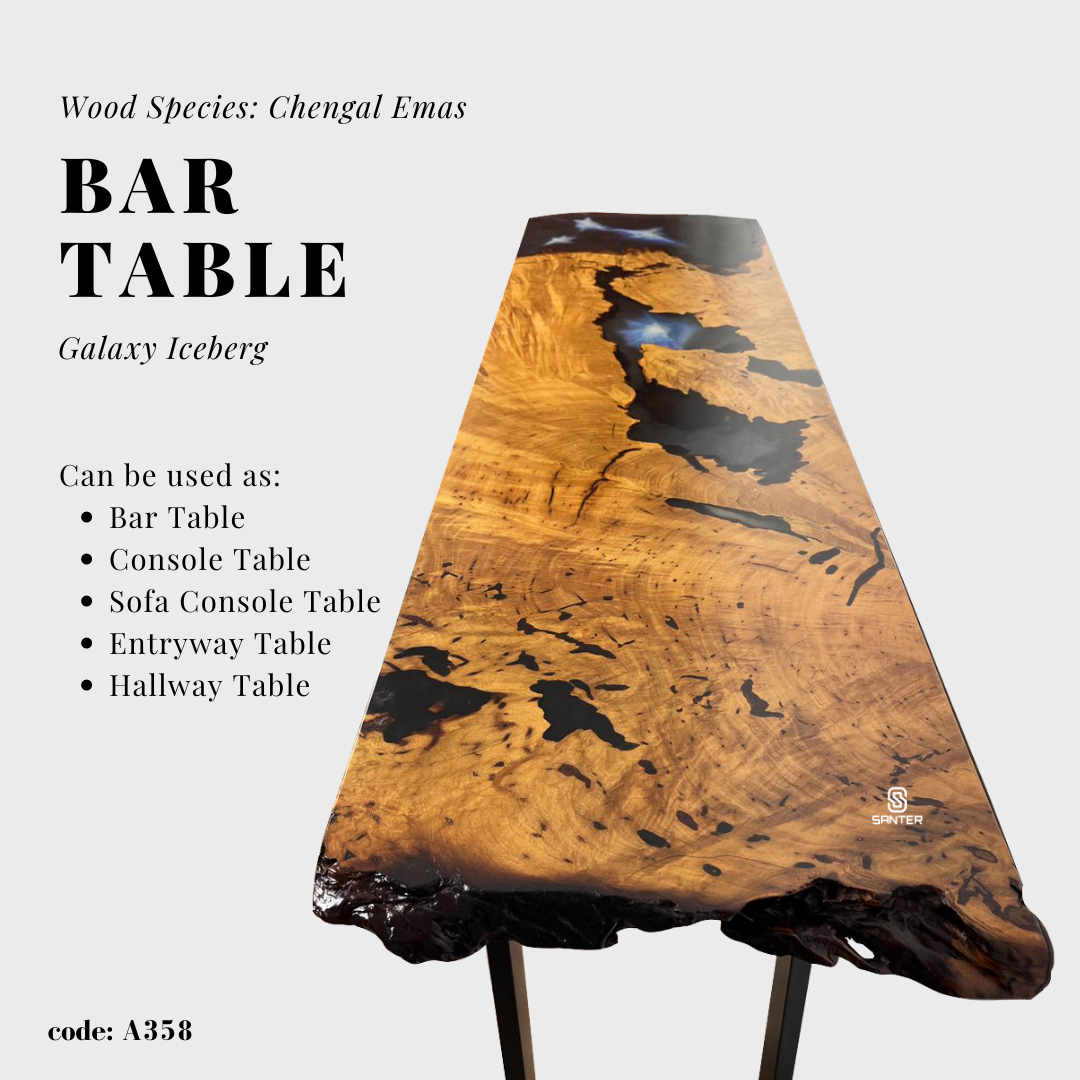 A358. Chengal Emas Solid Wood Console Table (Galaxy Iceberg)