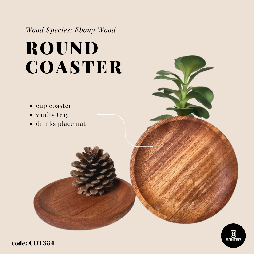 COT384. Round Wooden Coaster/ Cup Coaster/ Vanity Tray