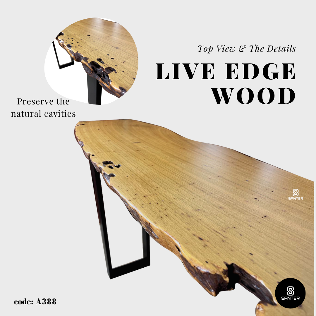 A388. Chengal Emas Solid Wood Rustic Bar Table / Console Table