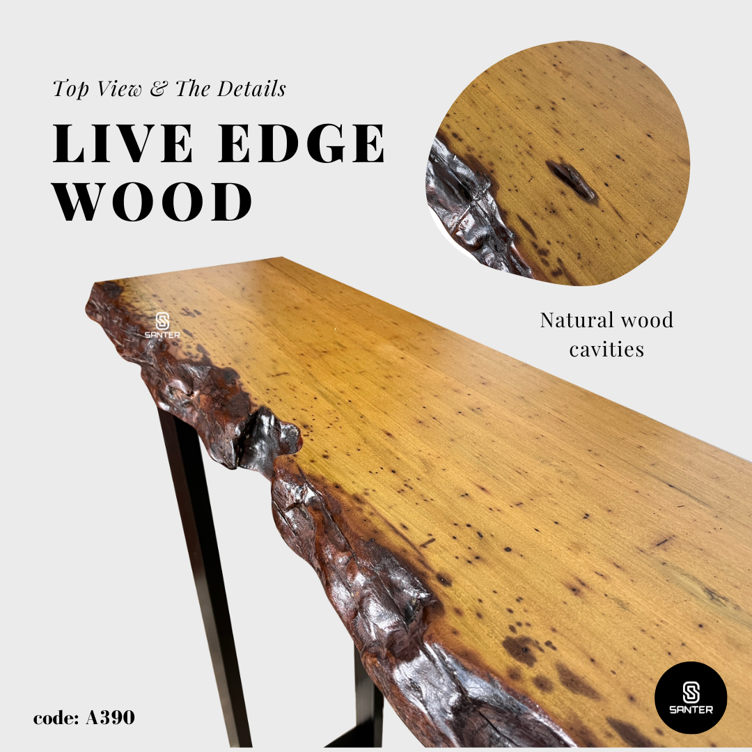 A390. Chengal Emas Solid Wood Rustic Bar Table / Console Table