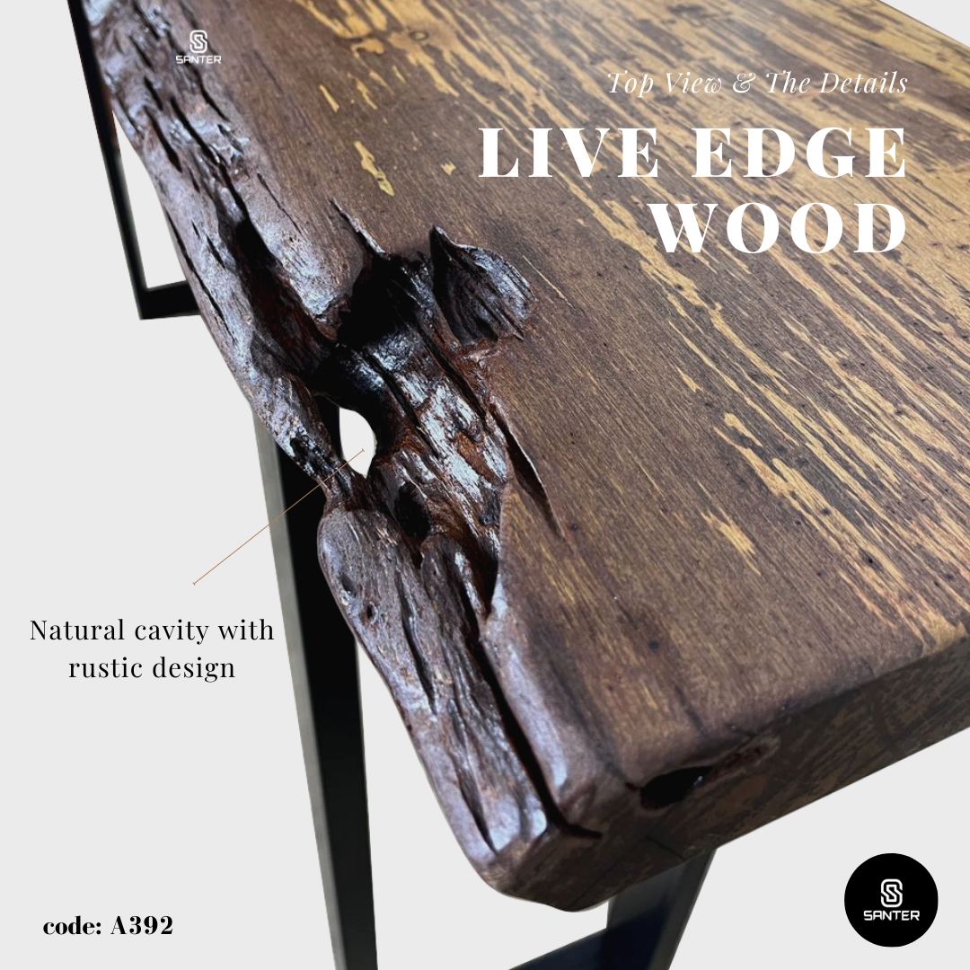 A392. Chengal Emas Solid Wood Rustic Bar Table / Console Table