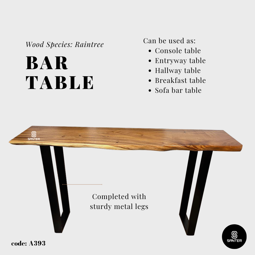 A393. Raintree Solid Wood Bar Table / Console Table
