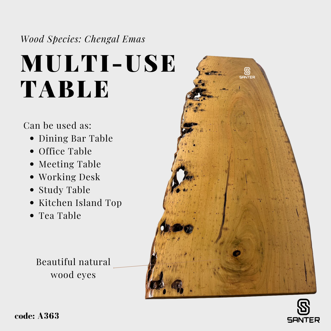 A363. Chengal Emas Solid Wood Study Table/ Office Table