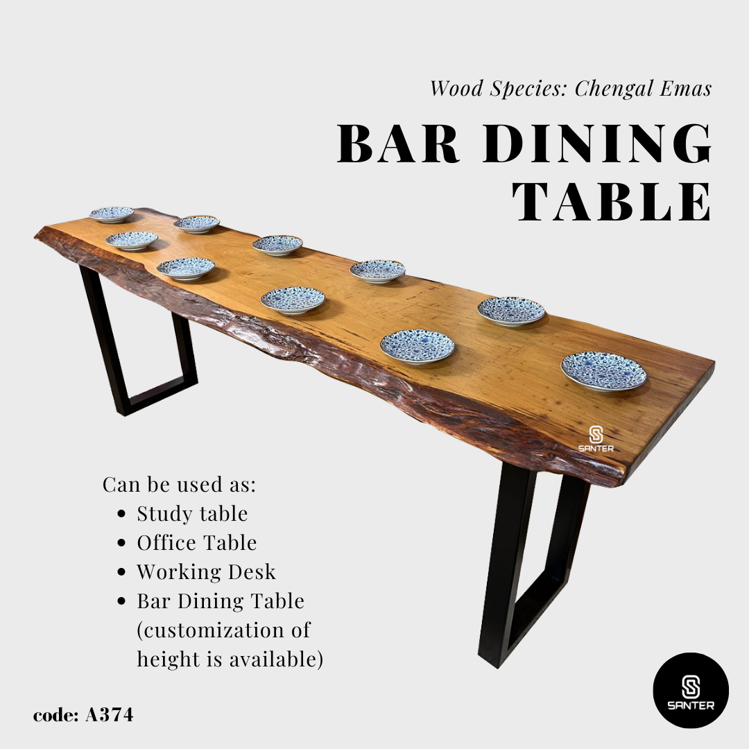 A374. Chengal Emas Solid Wood Study Table/ Working Desk/ Bar Dining Table / Console Table