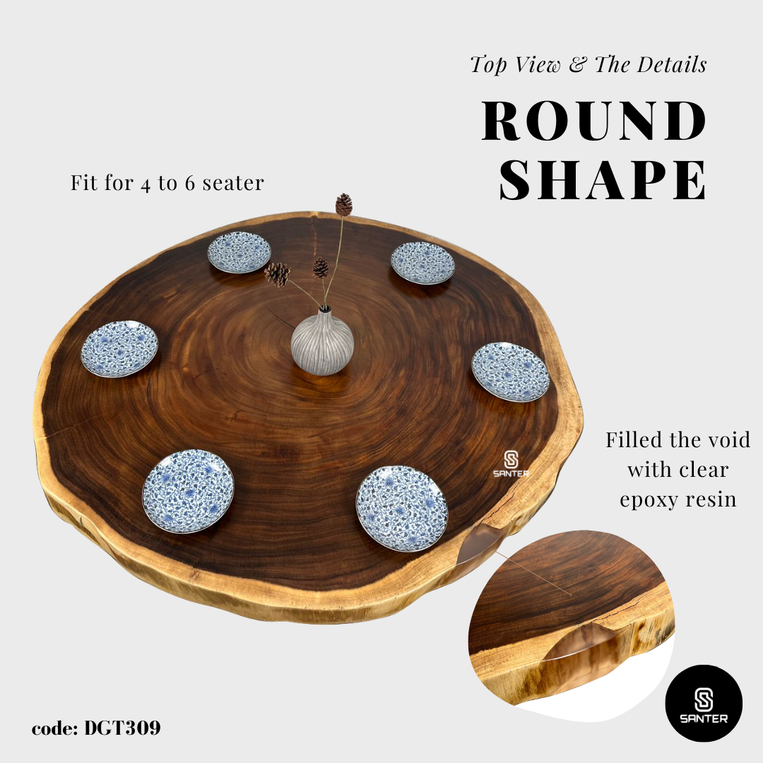 DGT309. Raintree Solid Wood Round Dining Table / Tea Table (4 to 6 seater)