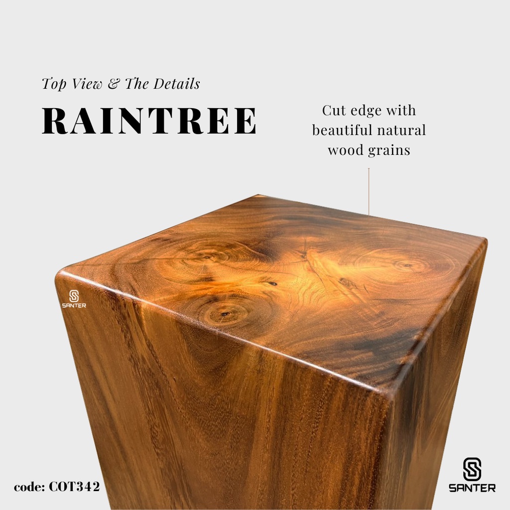 COT342. Raintree Solid Wood Stump / Stool / Pedestal / Side Table