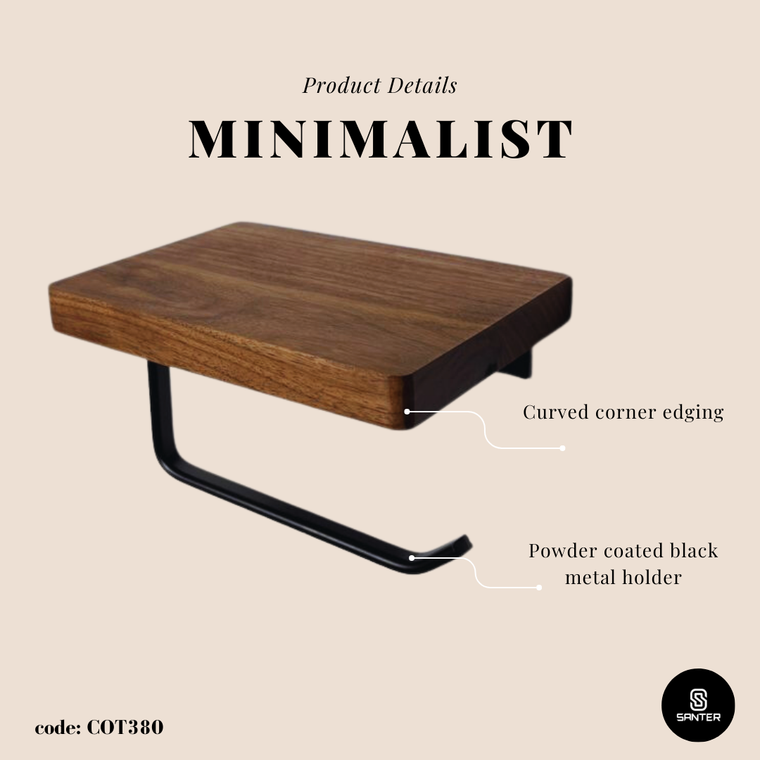 COT380. Black Walnut Solid Wood Toilet Paper Roll Holder