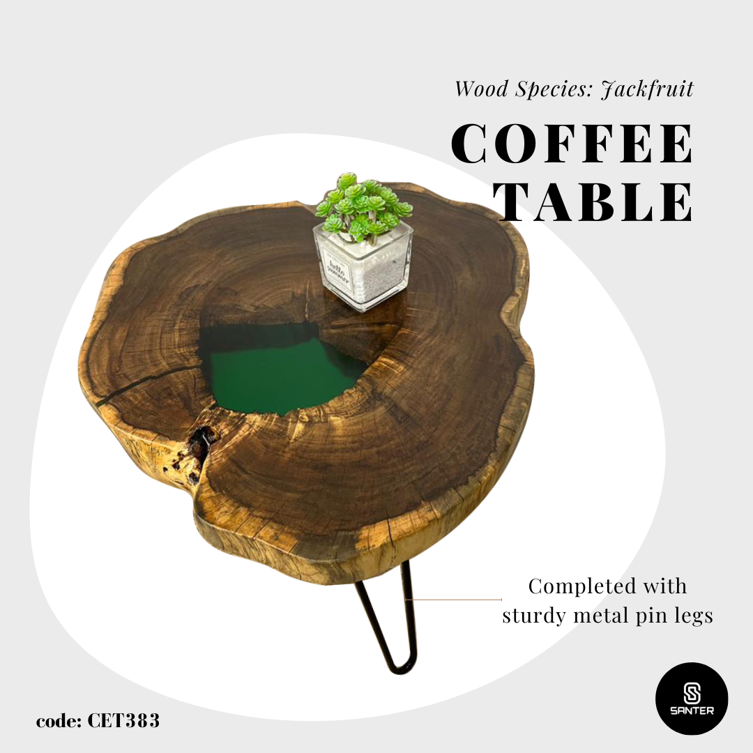 CET383. Jackfruit Solid Wood Coffee Table/ Side Table (Emerald Green)