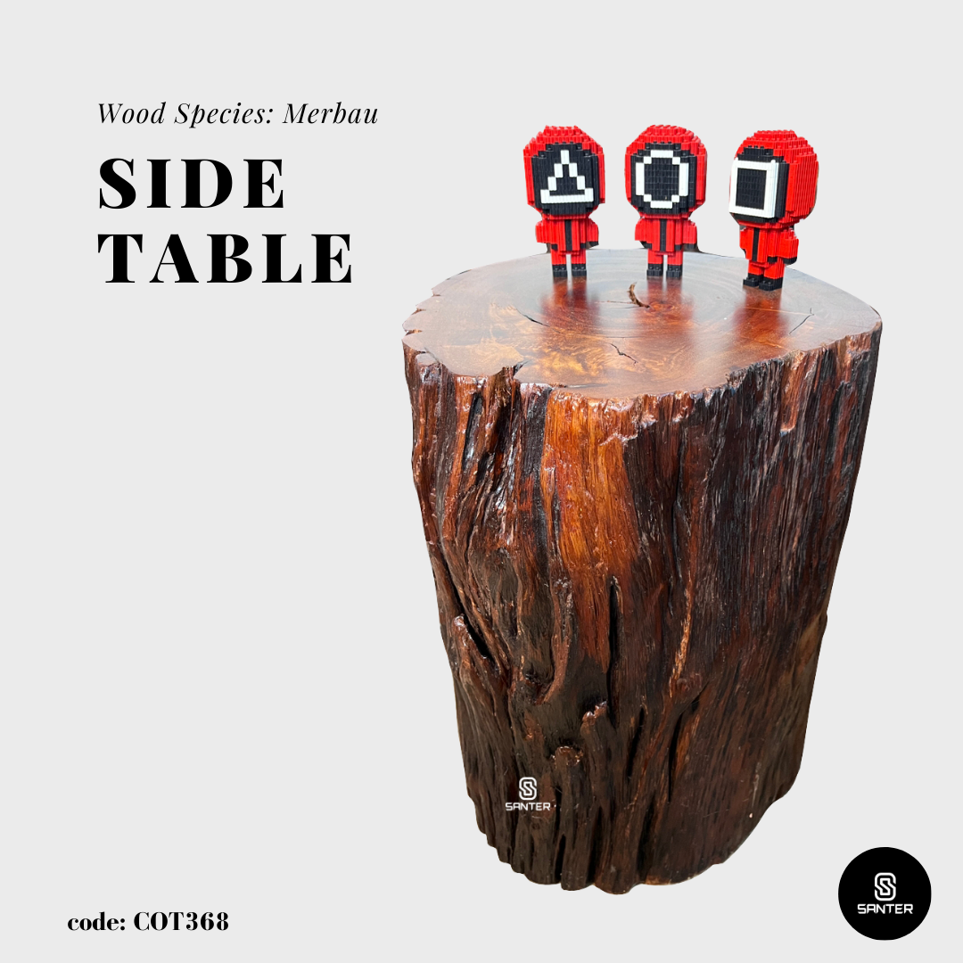 COT368. Merbau Artistic Wood Pedestal/ Stump/ Side Table/ Stool