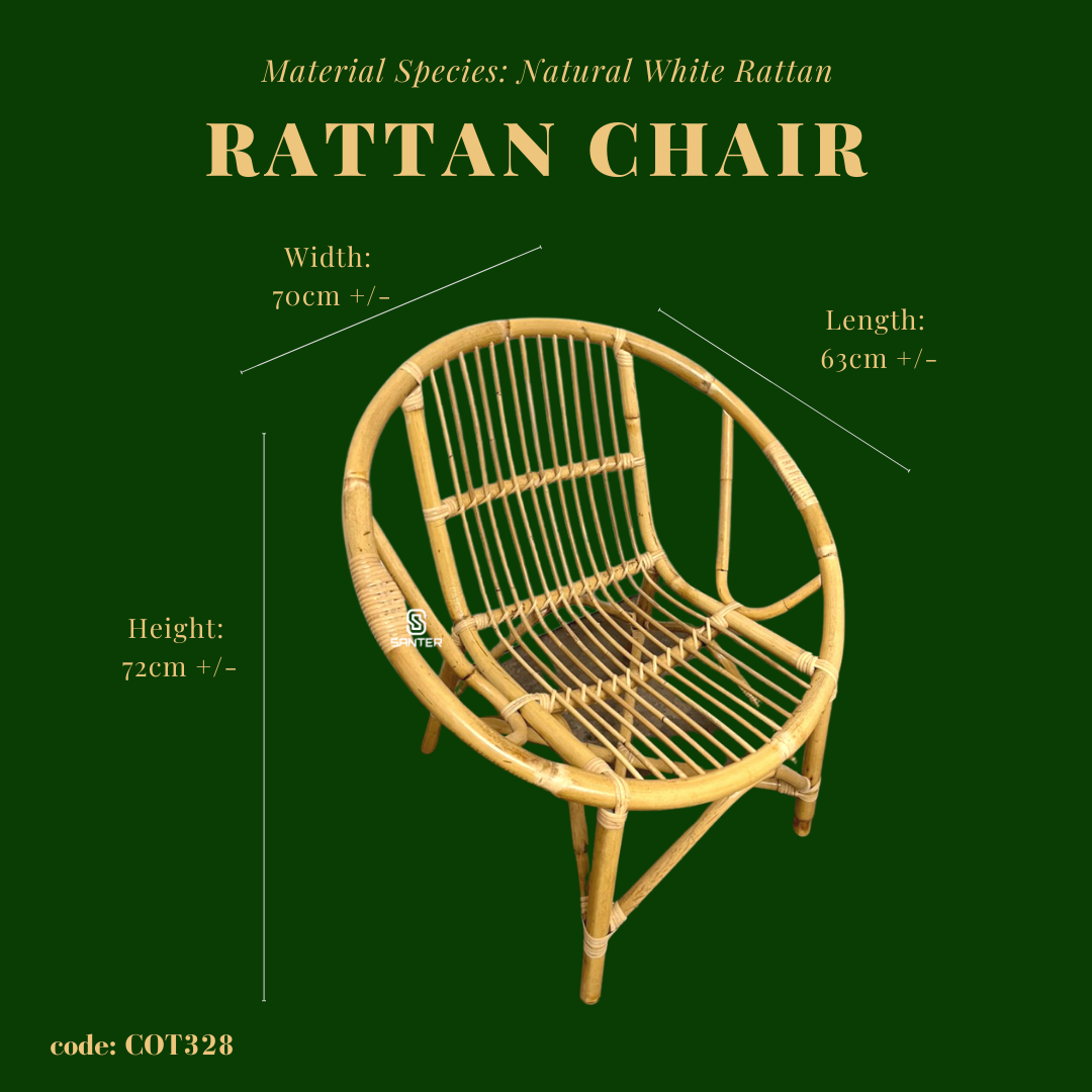 COT328. Natural Rattan Chair (Round Handle - Big Size)