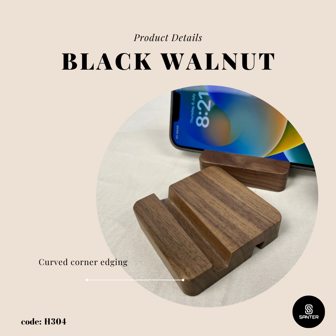 H304. Black Walnut Solid Wood Mobile Phone Stand