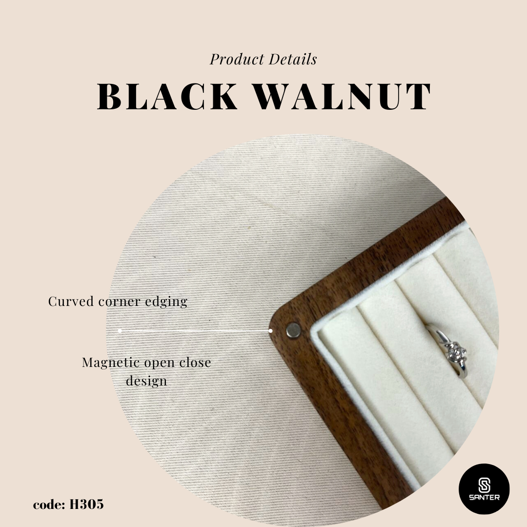 H305. Black Walnut Solid Wood Jewelry Storage Box