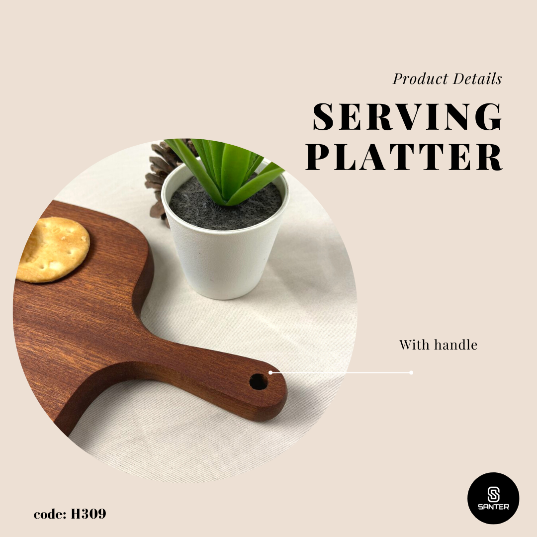 H309. Ebony Wood Serving Tray/ Serving Platter