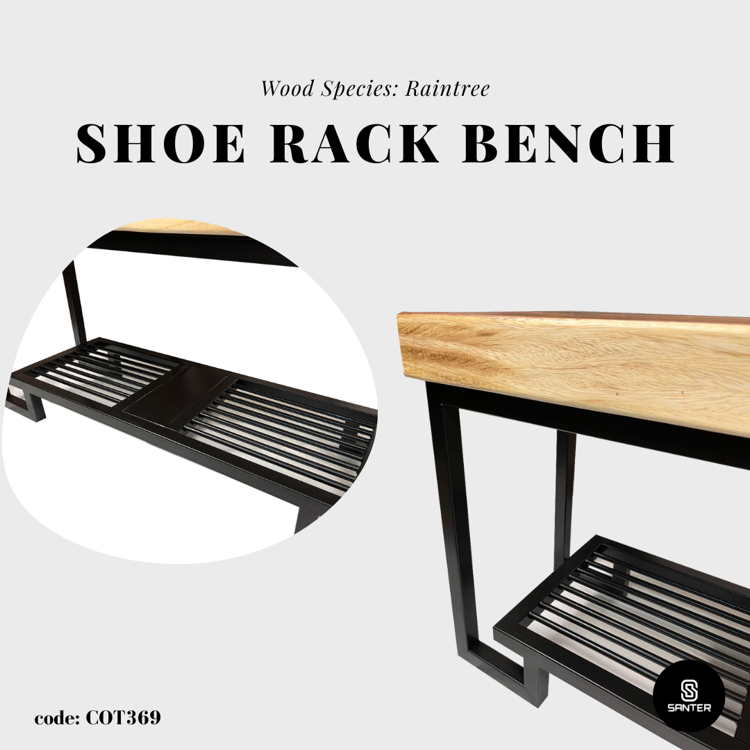 COT369. Raintree Solid Wood Shoe Rack Bench