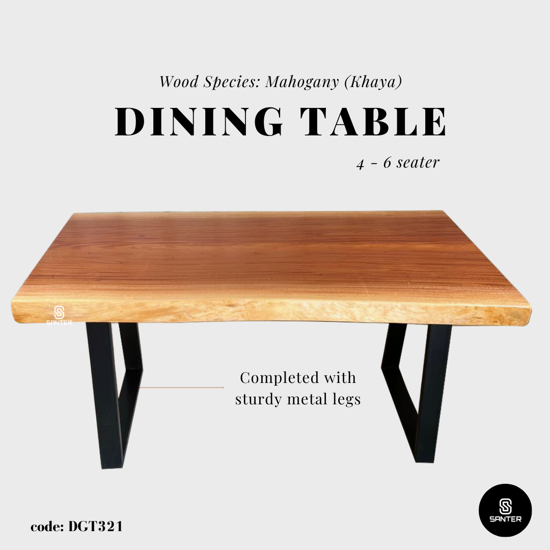 DGT321. Mahogany (Khaya) Solid Wood Dining Table/ Tea Table (4 to 6 seater)