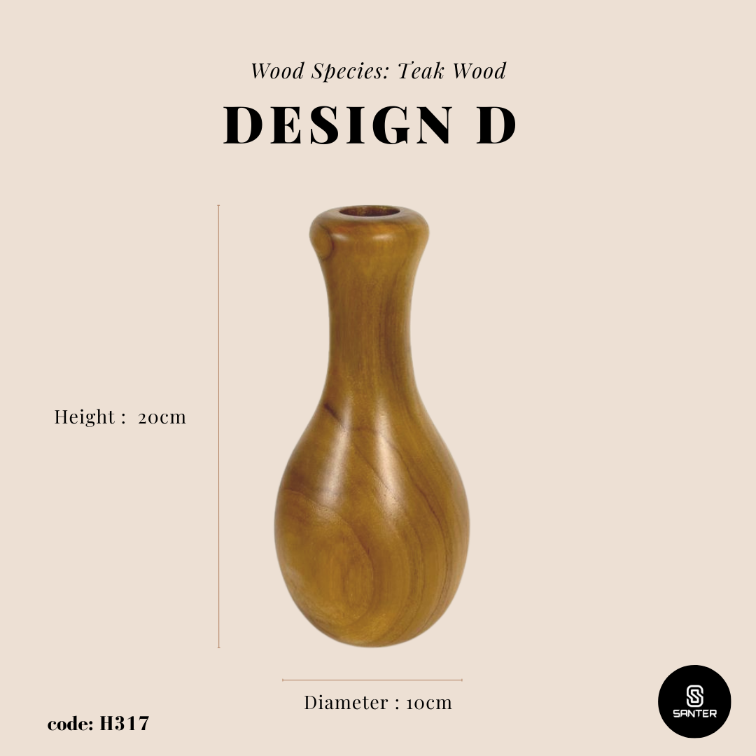 H317. Teak Wood (Kayu Jati) Wooden Vases