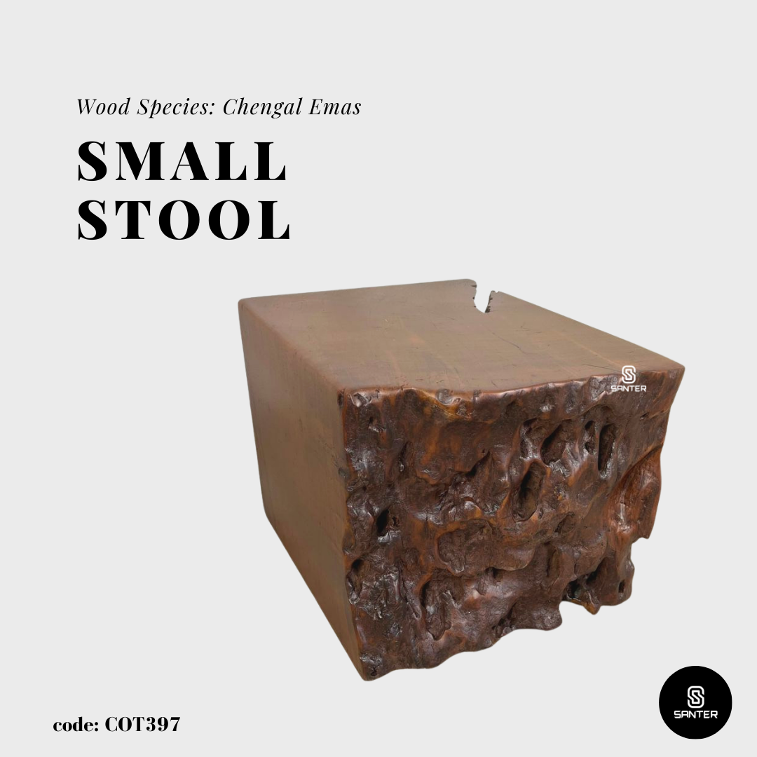 COT397. Chengal Emas Artistic Wood Pedestal/ Stump/ Small Stool