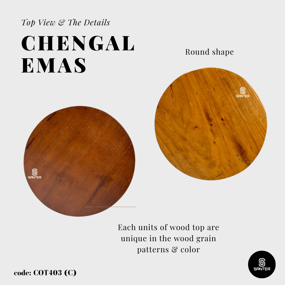 COT403. Chengal Emas or Raintree Solid Wood Round Stool / Chair / Side Table / Coffee Table