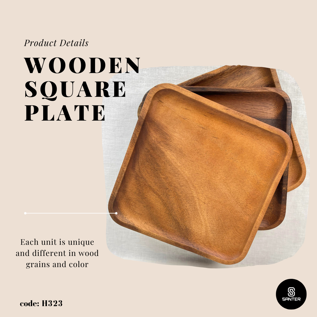 H323. Acacia Wood Square Wooden Plate